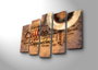 Wallity 5PATK-83 Set de 5 Piezas de Pintura Decorativa en Lienzo de Ante 100%, Marco de Madera, Tamaño Total 70 x 105 cm